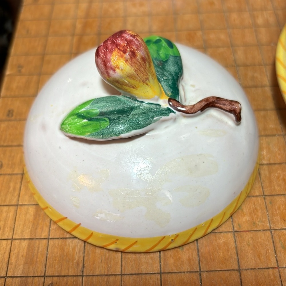 Fratelli Fanciullacci Jar Italy Fig Finial Jam Jelly Hand-Painted Ceramic 7”x5” - Picture 9 of 16